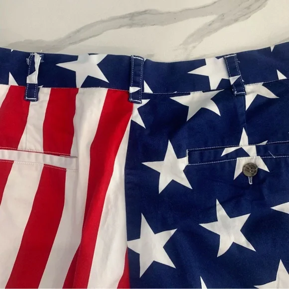 Loud Mouth Shorts Mens 36 Red Blue Chino Patriotic Flag Casual Golf pockets - Picture 10 of 11